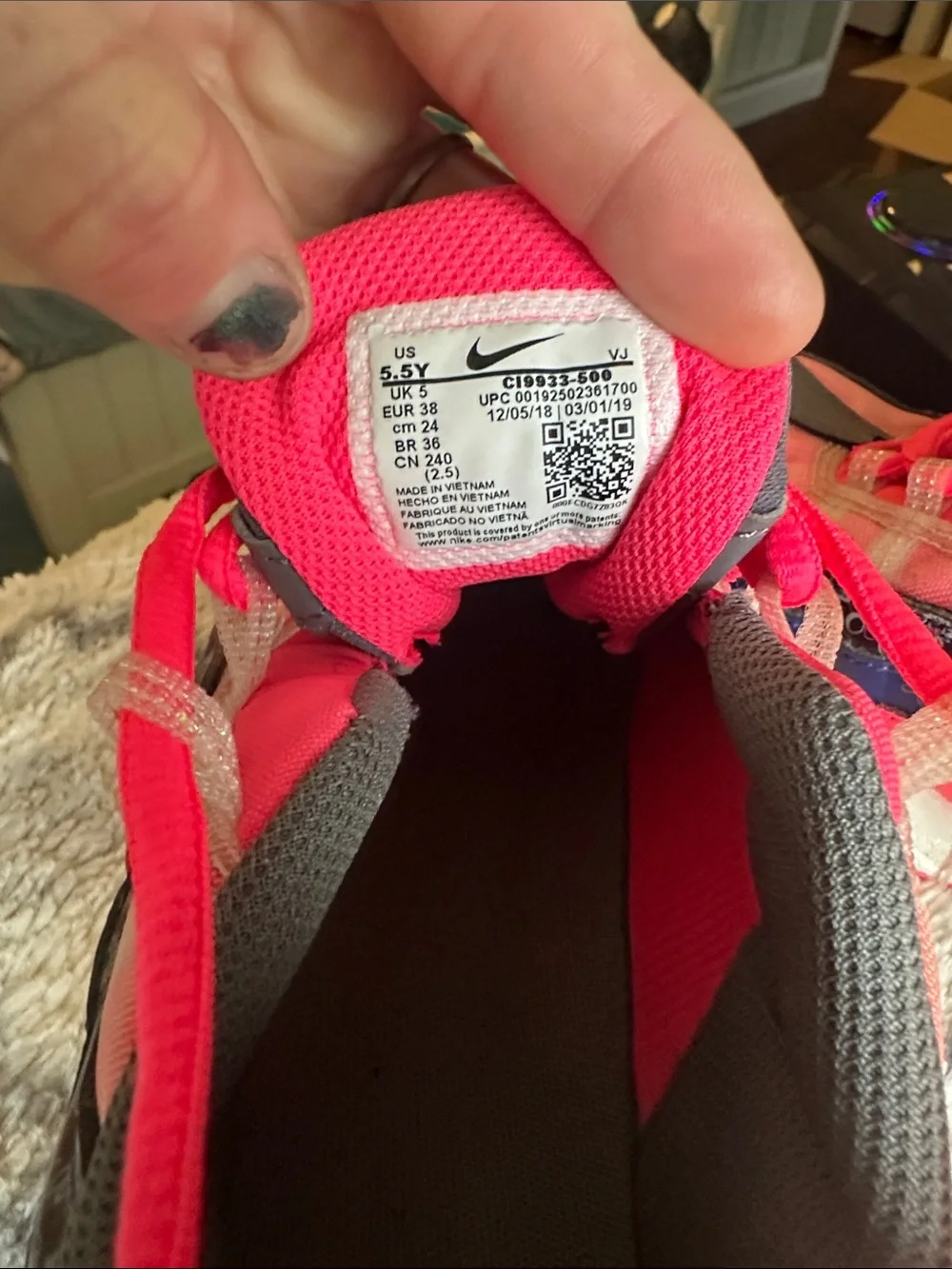 Nike Kids Hot Pink and Black Air Max Sneakers